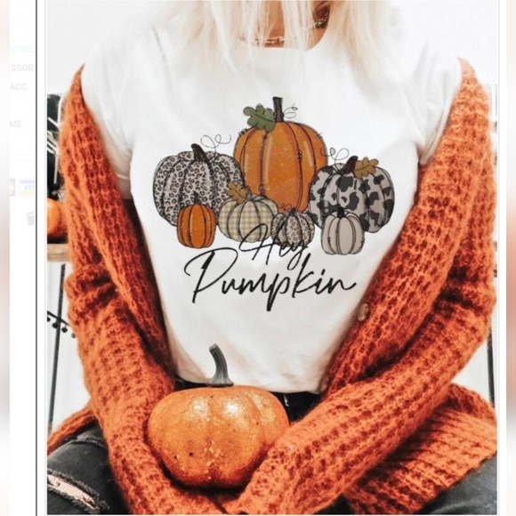 Bella Canvas Tops - Bella Canvas Hey Pumpkin Fall T shirt - Vintage White